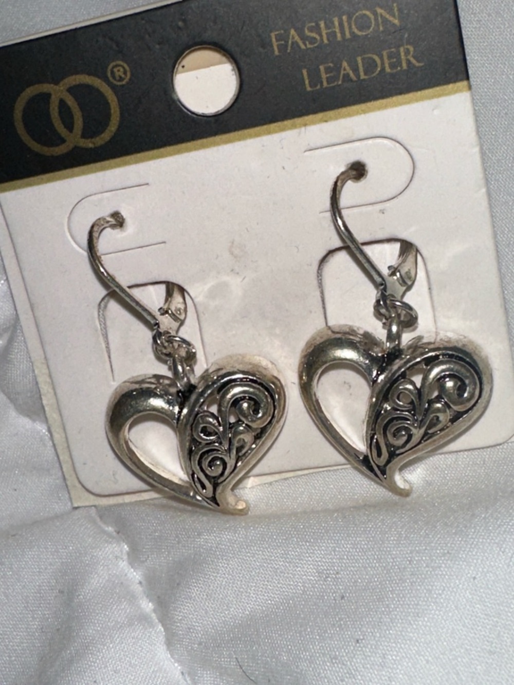 Beautiful Silvertone Puffy Heart Earrings